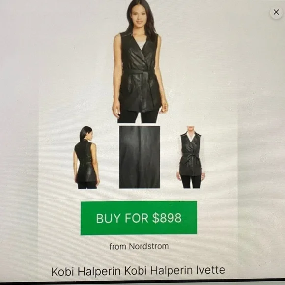 Kobi Halperin đź’ŻGenuine Leather Black Silver Chain Full Zip Ruffled Vest - Picture 13 of 16